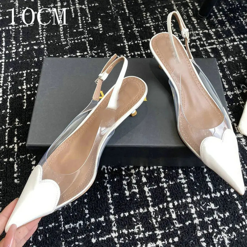 Pointy Peach Heart Heel Shoes